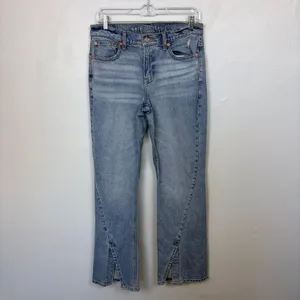 American Eagle '90s Bootcut Jean Faded Indigo Split Hem Y2K Streetwear‎ Size 4 thumbnail 2