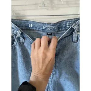 J. Crew '84 Low Rise Distressed Wide Leg Denim Jeans Light Blue Wash Size 31 thumbnail 7