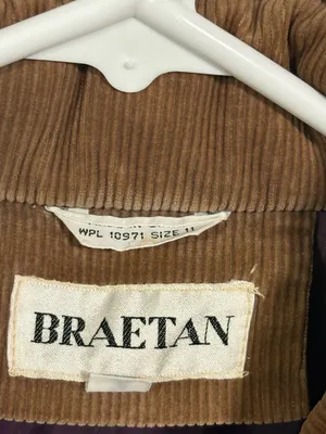 Vintage Braetan Purple Corduroy Bomber Jacket with Tan Collar thumbnail 2