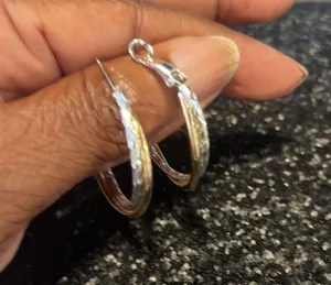 Silver and gold hoop earrings. New. Classic design. thumbnail 4