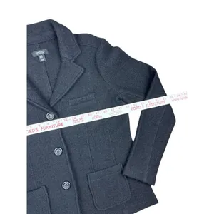 Jones New York‎ Jacket Women's Medium Black 100% Wool Button Up Pockets Luxury thumbnail 2