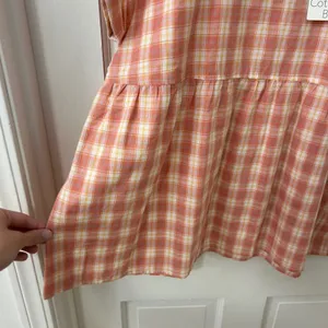 Cotton Bleu Babydoll Top Sz S Orange Plaid NWT Boho Picnic Prairie Soft Girl‎ thumbnail 2