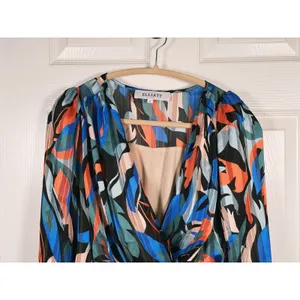 ELLIATT Vista Abstract Wrap Midi Dress Size Small Multicolor Whimsical Statement thumbnail 5