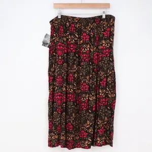 Sag Harbor Skirt Womens 1X Black Red Floral Herringbone Midi NWT thumbnail 5