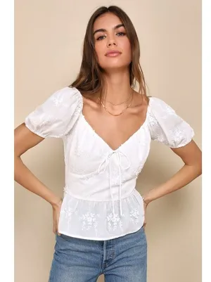 Lulu's White Blouse with Elegant Design thumbnail 1