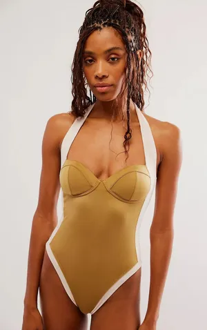 NEW Free People HAH Shroom Pull It Thru Soft Halter Boho Summer Bodysuit XS thumbnail 1