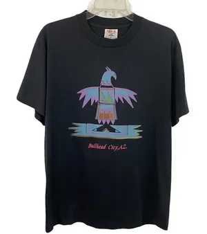 Vintage HEF-T Bullhead City AZ. Aztec Thunderbird T-Shirt Size Large Unisex thumbnail 1