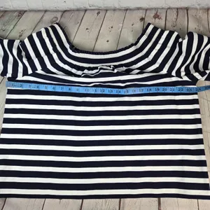 J. Crew Womens XL Navy White Striped Off-Shoulder Tie-Sleeve Top G2549 thumbnail 8