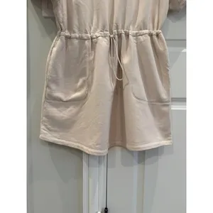 UGG Anisha French Terry Drawstring Waist Pocket Dress Small Cream Beige thumbnail 9