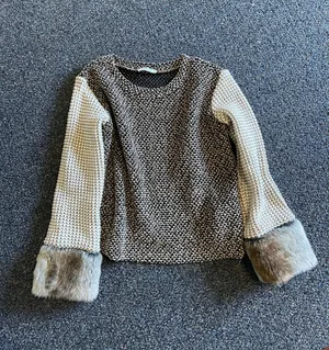 ZARA Knitted Sweater Top With Faux Fur Cuffs thumbnail 7