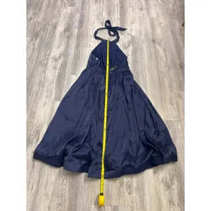 Lulus Effortless Grace Navy Blue Organza Halter Midi Sizes XL NEW. thumbnail 6