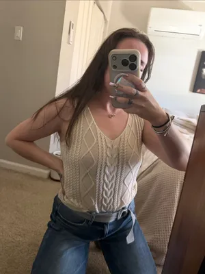SHEIN Cream Cable Knit Tank Top thumbnail 6