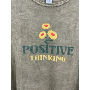 Isabel Jaxon Womens Positive Thinking Olive Round Neck T-Shirt Tee NEW 2X thumbnail 2