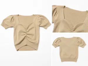 Korean Boutique Knit Top Tan thumbnail 2