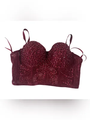 Windsor Burgundy Beaded Strapless Bustier Dress NWT thumbnail 3
