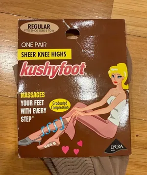 NWT Kushyfoot sheer knee highs one pair suntan color size 5-9 shoe thumbnail 1