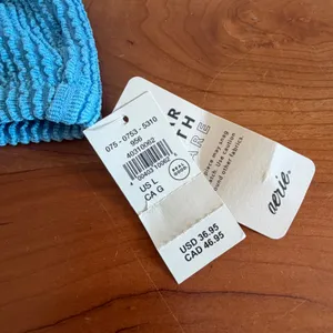 Aerie‎ Real Good Blue Seersucker Shimmer Triangle Bikini Top Large NWT 0753-5310 thumbnail 2