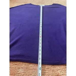 Coldwater Creek Purple Wool Blend Boatneck Cropped Sleeve Sweater Size 10-12 /M thumbnail 4