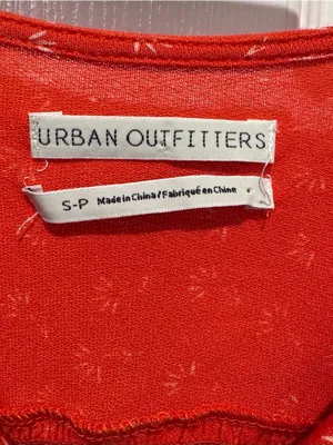 Urban Outfitters Orange Floral Smocked Tie-Front Long Sleeve Crop Top thumbnail 6