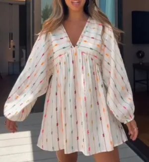 Zara Colorful Multicolor Dotted V-Neck Mini Dress Romper thumbnail 1