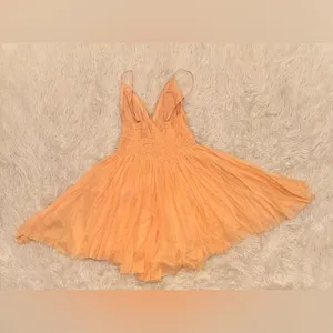 NWOT Free People Peach Delia Slip Sun Dress Spaghetti Straps Peach Sz M thumbnail 8