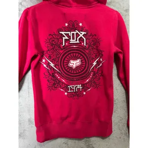 Fox Racing Y2K Pink Zip Hoodie Moto Girl Racing Graphic Back 2000s Fur Small‎ thumbnail 2
