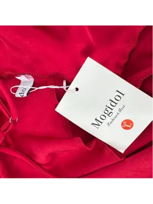 NWT Mogidol Red Satin Cowl Neck Backless Midi Dress Size L thumbnail 4