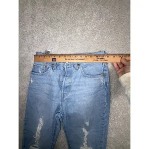 levis 501 premium denim‎ button fly 26x28 Women's Distressed Cotton Jeans thumbnail 8