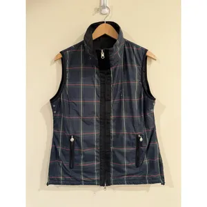 Golfino Women's reversible Quilted Vest Plaid Black 12 Preppy Athleisure Golf thumbnail 2