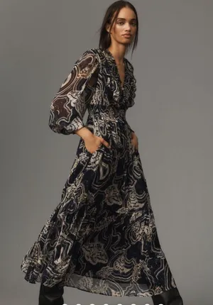 Painter Johnson for V-neck Textured Midi Dress Navy Size XSP NWT thumbnail 1
