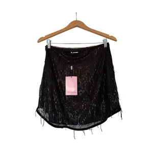 Avec Les‎ Filles Revolve Black Sequin Fringe Mini Skirt Party Size Small NEW thumbnail 5