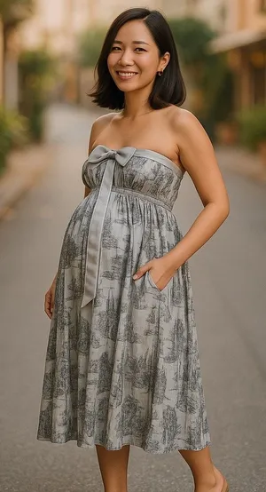 Maternal America Womens Dress L Silver Gray‎ Strapless Formal Burnout Floral NEW thumbnail 1