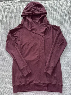 Lululemon Wrap Up Jacket Heathered Bordeaux Drama Soft French Terry Hoodie Sz 10 thumbnail 1