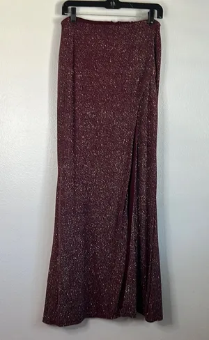 NWOT Crystal Doll Red Sparkle High Slit Maxi Skirt sz M thumbnail 1