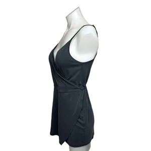 Abercrombie & Fitch Grey Camisole Sleeveless Faux Wrap V-Neck Skort Romper Sz S thumbnail 2