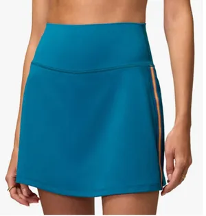 Spiritual Gangster Nyla Mini Skirt Side Stripe Dark Turquoise Teal Green Small thumbnail 1