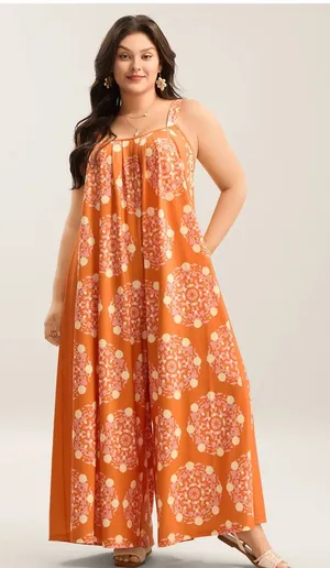 BloomChic Orange & Pink Floral Maxi Jumpsuit thumbnail 1