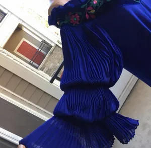 Orizon Fashion galabiya dress Off-Shoulder Royal Blue Embroidered Maxi Dress thumbnail 9