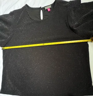 Vince camuto black sparkle puff-sleeve Blouse XL thumbnail 8
