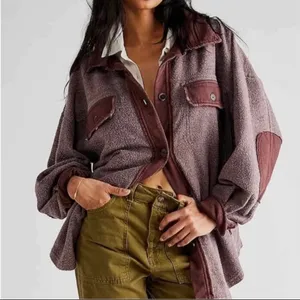Free People‎ Shacket Oversized Button Down Utility Jacket Textured Cotton Blend thumbnail 1