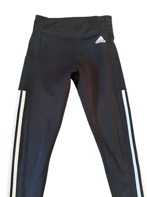 ADIDAS Women's Black Three Stripe Leggings Tights Size Medium thumbnail 6