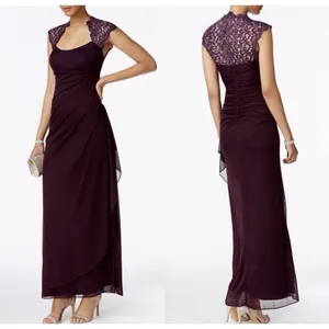 Xscape Retro Y2K Prom Formal Gown‎ Dress Sheer Lace Cap Sleeve thumbnail 2