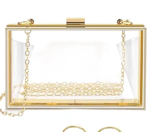 Clear and gold acrylic purse! Super cool! Gold thumbnail 1