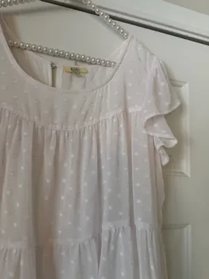 Kori White Chiffon Tiered Swiss Dot Top thumbnail 3