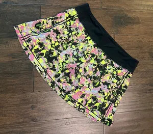 lululemon athletica Neon Pink, Yellow & Black Patterned Skort 8 EUC thumbnail 1