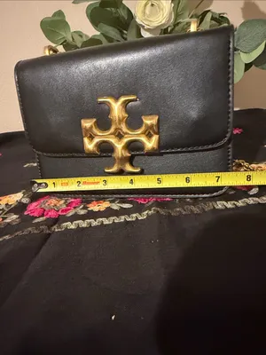 Tory Burch Black Leather Crossbody with Gold Logo Chain thumbnail 13