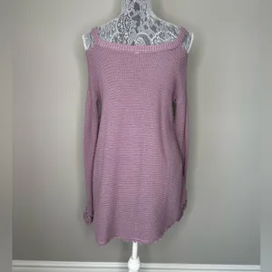 FREE PEOPLE Womens Cold Shoulder Long Sleeve Swing Tunic Sweater Top Size XS thumbnail 3