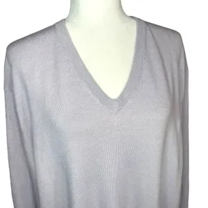 Vintage 90s J.Crew Linen Sweater Lilac Purple V-Neck Long‎ Sleeve Hong Kong L thumbnail 2