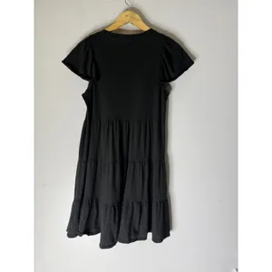 J Crew black Flutter Sleeve Tiered Mini Dress Cotton BP879 Womens Small thumbnail 2
