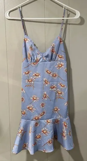 Urban Outfitters Daisy Slip Dress XS – Blue Floral Ruffle Hem Mini Dress Y2K Sof thumbnail 1